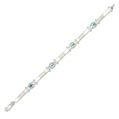 18.5cm/7.25in oval blue topaz and bars