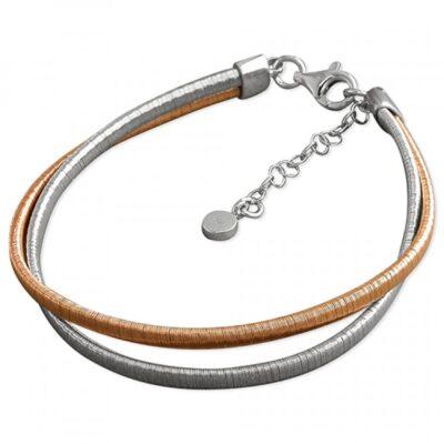 19-22cm rhodium and rose gold-plated 2-strand