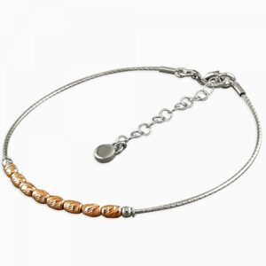19-22cm rose gold-plated beads on rhodium-plated c...