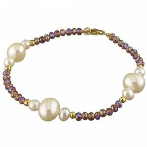 18cm/7in purple crystal/white freshwater pearl/yel...