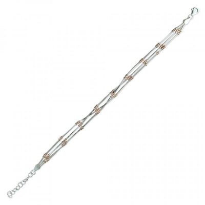 18-21cm 3-strand with rose gold-plated beads