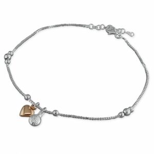 25cm rose gold-plated heart and silver ladybird ch...