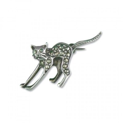 Mercasite cat with ruby eyes