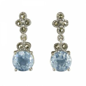 Blue topaz and mercasite drop