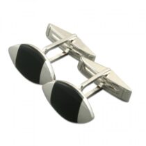 Silver tipped marquis onyx cufflinks