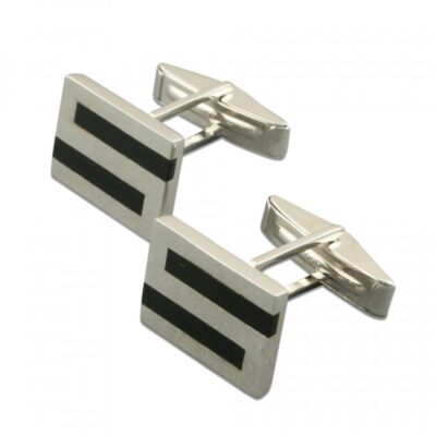 Onyx filled square S cufflinks