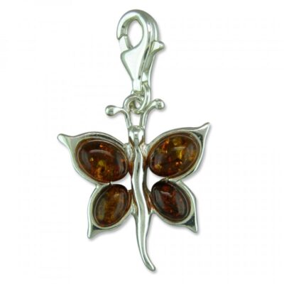 Clip on cognac amber butterfly