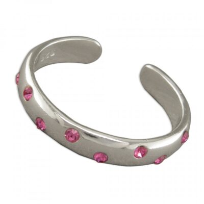 Plain band with pink crystals