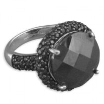 Large round black facetted cubic zirconia cluster