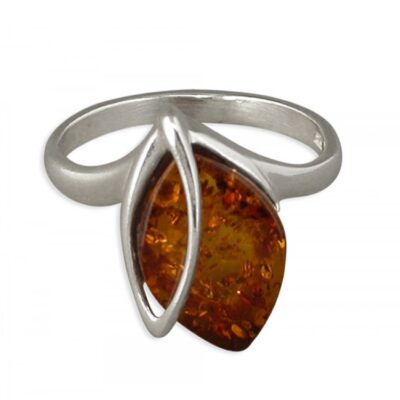 Cognac amber with open leaf overlay