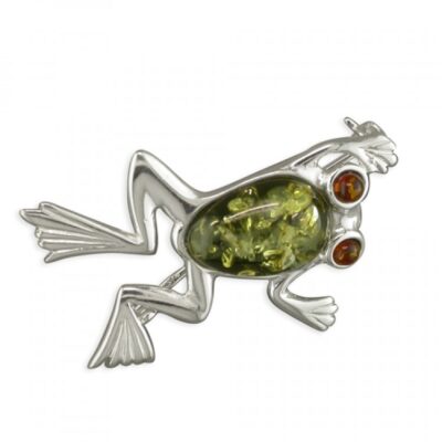 Green amber bodied frog with cognac amber...