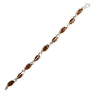 Cognac amber beads in arch framed cages