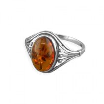 Cognac amber oval with ribbed...