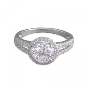 Cubic zirconia halo with pave se...