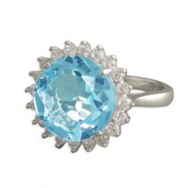 Large round blue topaz with cubic zirconia...