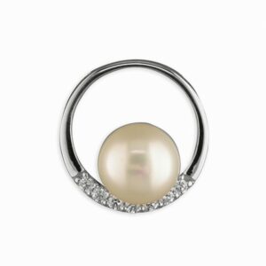 White fresh water pearl in cubic...