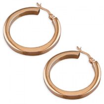 20mm rose gold plated square tube ribbed hoop