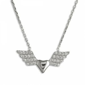 40-45cm heart with cubic zirconia wings