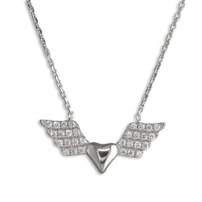 40-45cm heart with cubic zirconia wings