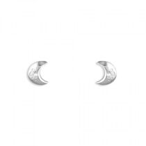 White gold small moon with cubic...