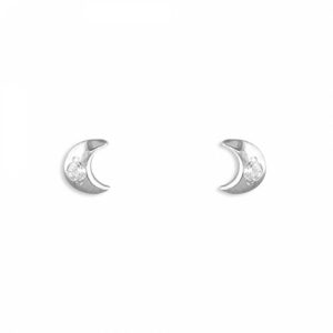 White gold small moon with cubic...