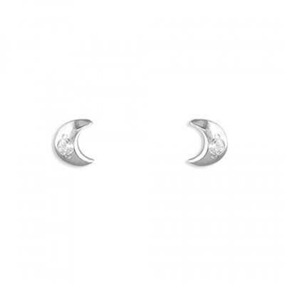 White gold small moon with...