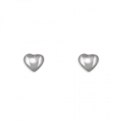 White gold small heart stud