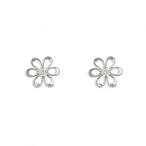 White gold flower-outline cubic...