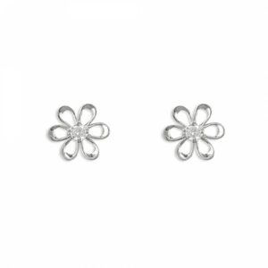 White gold flower-outline cubic ...