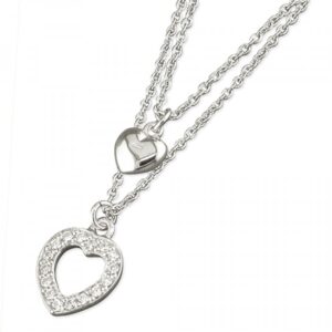 38-42cm cubic zirconia and plain hearts with chain