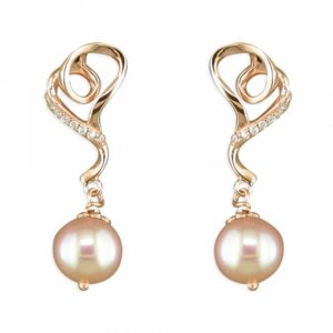 Rose gold-plated cubic zirconia and pink freshwate...
