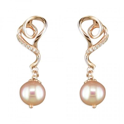 Rose gold-plated cubic zirconia and pink...