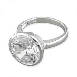 Large rub-over cubic zirconia solitaire