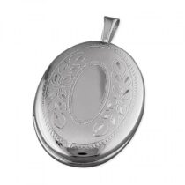 16mm rhodium-plated oval with leaf...