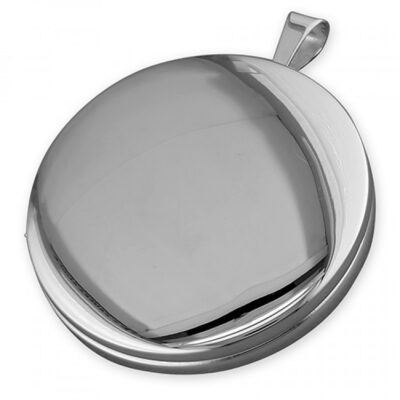 22mm plain rhodium-plated round