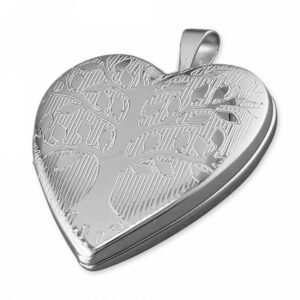20mm rhodium-plated heart with T...