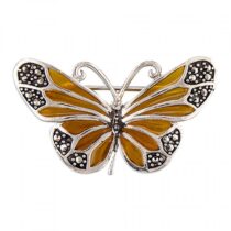 Yellow epoxy and marcasite butterfly