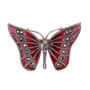 Pink epoxy and marcasite butterfly
