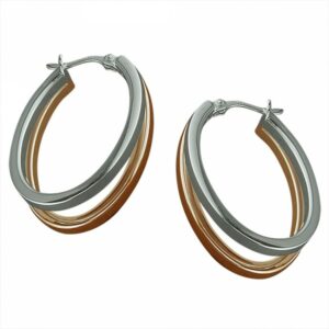 30mm oval 2-tone rose-gold and s...