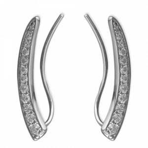 Cubic zirconia curved row up-the-ear