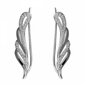 Cubic zirconia angel wing up-the-ear