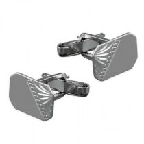 Half-engraved oblong cufflink with swivel fitting