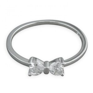 Cubic zirconia bow on band