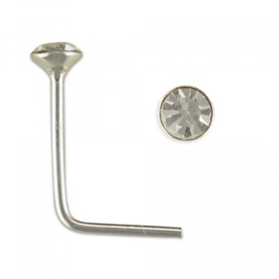 1mm clear crystal nose stud 5 in box