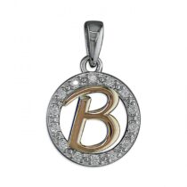 B Cubic zirconia circle with rose...