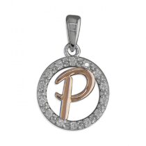 P Cubic zirconia circle with rose...