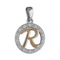 R Cubic zirconia circle with rose...