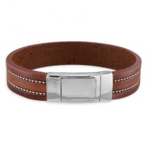 Mens wide brown leather with beads