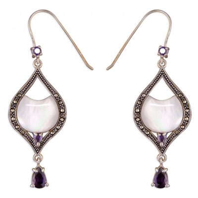 Marcasite pear-shape/Mother-of-Pearl/purple...