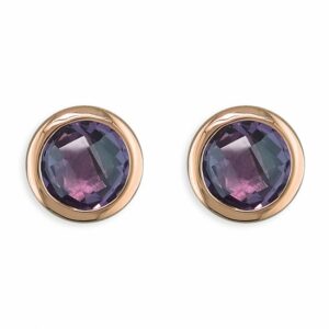 6mm round amethyst rose gold-plated...